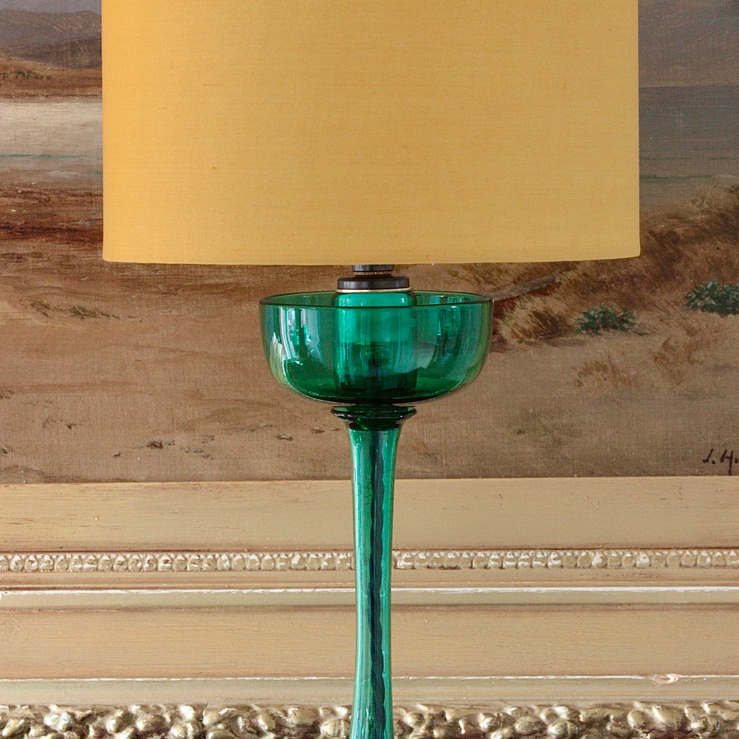 
                  
                    emerald green glass lamps, a pair
                  
                