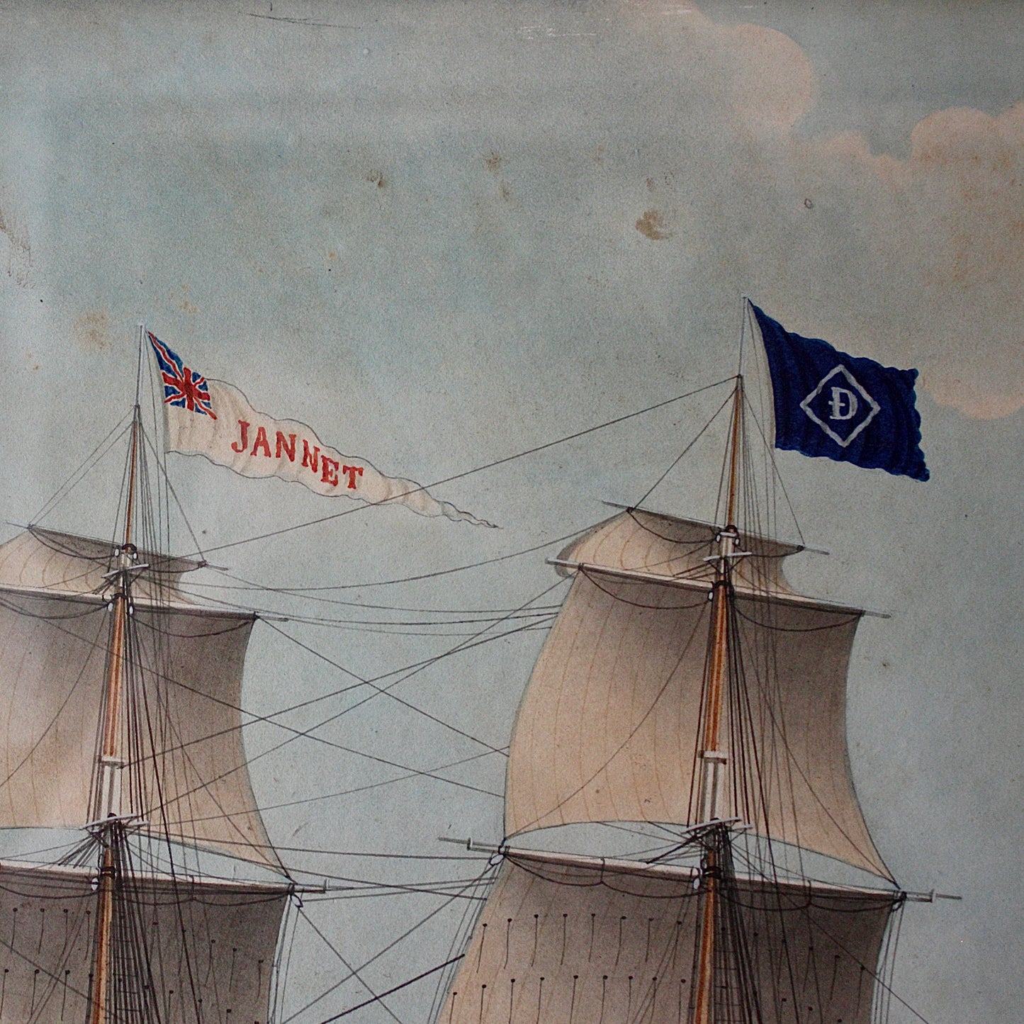 
                  
                    an early pierhead painting of the sailing brig " Jannet " by honore pelligrini
                  
                