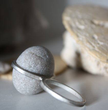 
                  
                    no.5 sterling silver and Atlantic pebble ring by antonia robinson
                  
                