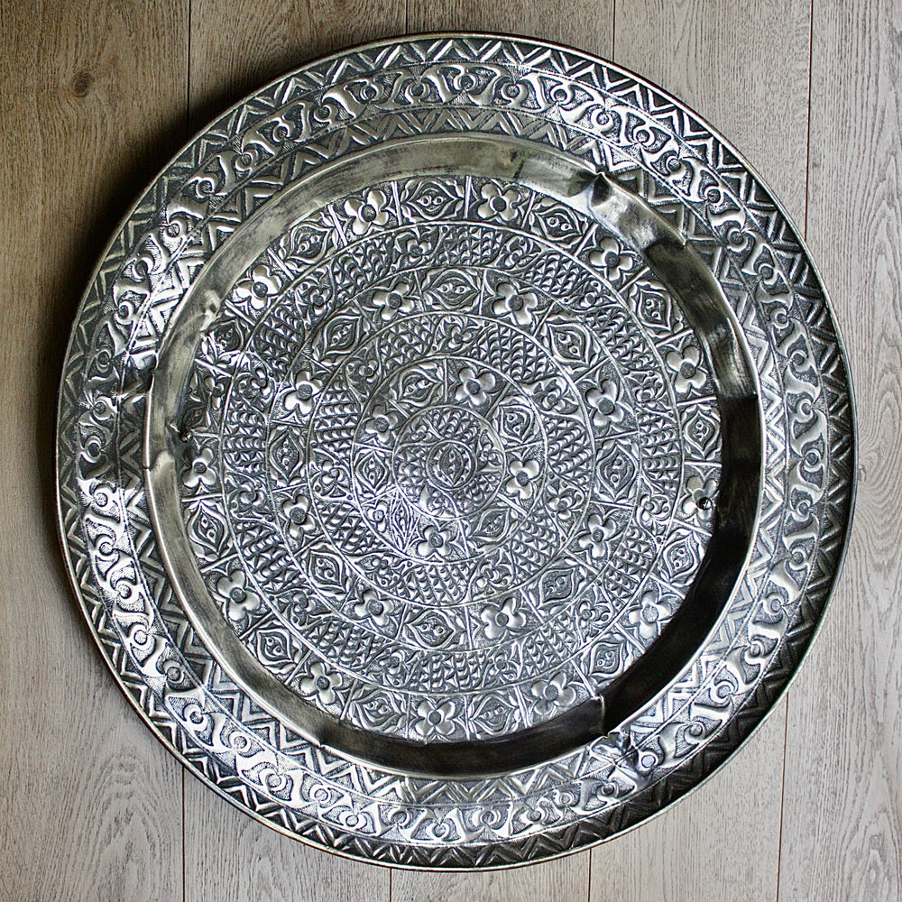 a magnificent huge decorated brass efic brass charger