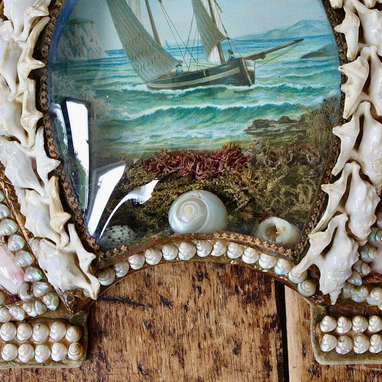 
                  
                    sailors valentine, victorian keepsake shell lucky horseshoe.
                  
                