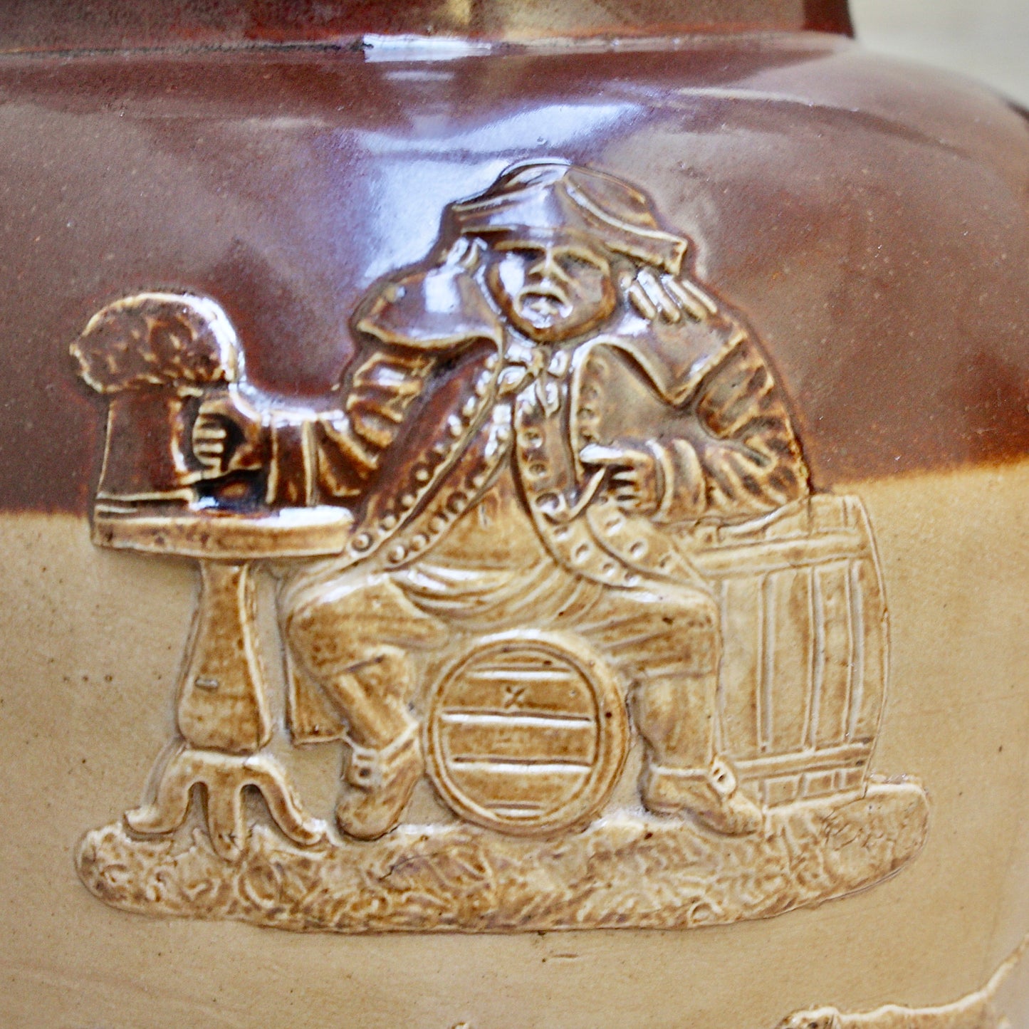 
                  
                    a splendid staple and rivet repaired doulton of lambeth "harvest" jug
                  
                