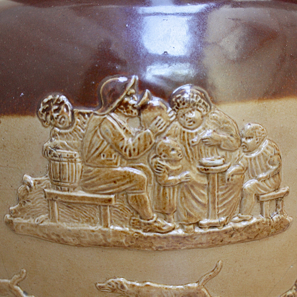 
                  
                    a splendid staple and rivet repaired doulton of lambeth "harvest" jug
                  
                