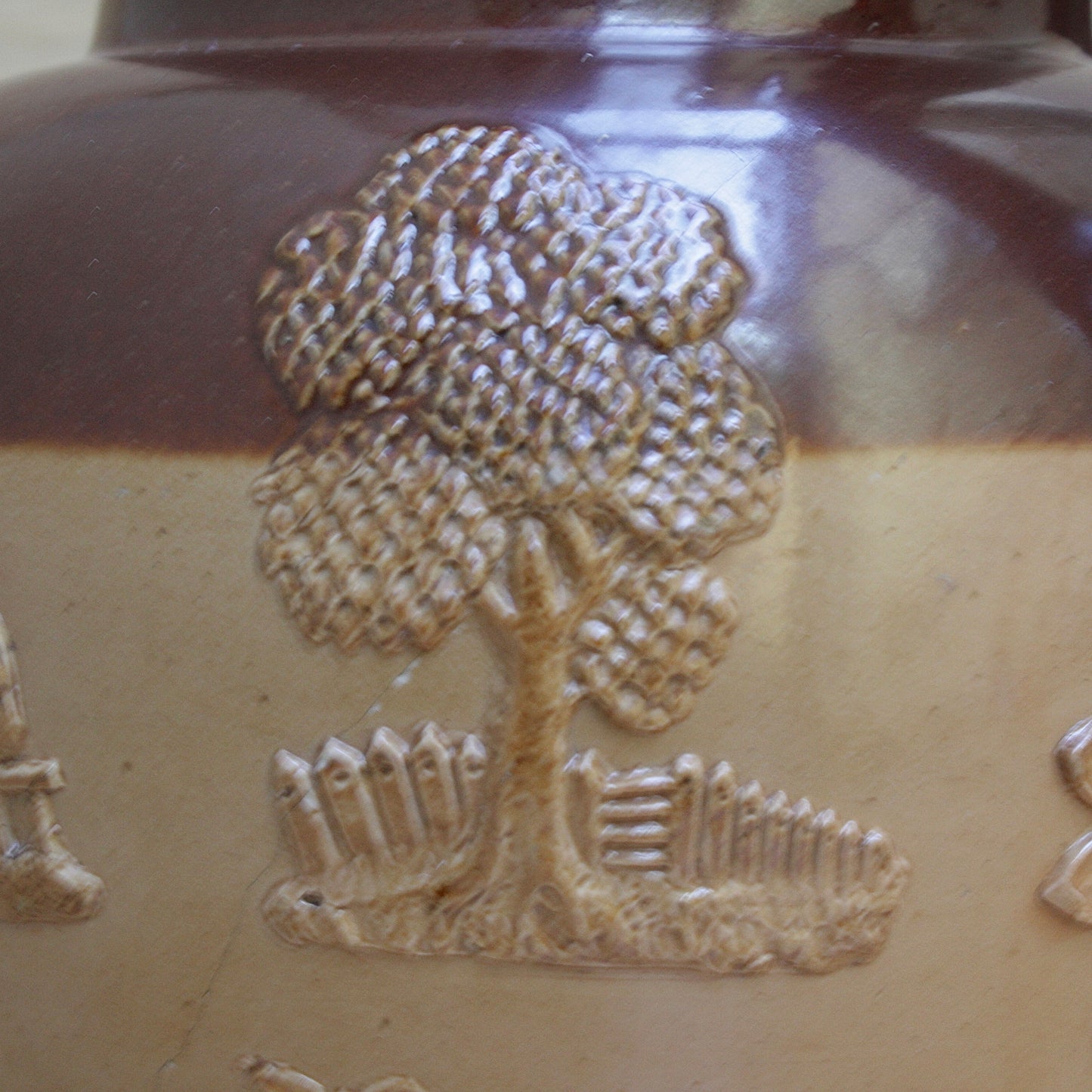 
                  
                    a splendid staple and rivet repaired doulton of lambeth "harvest" jug
                  
                