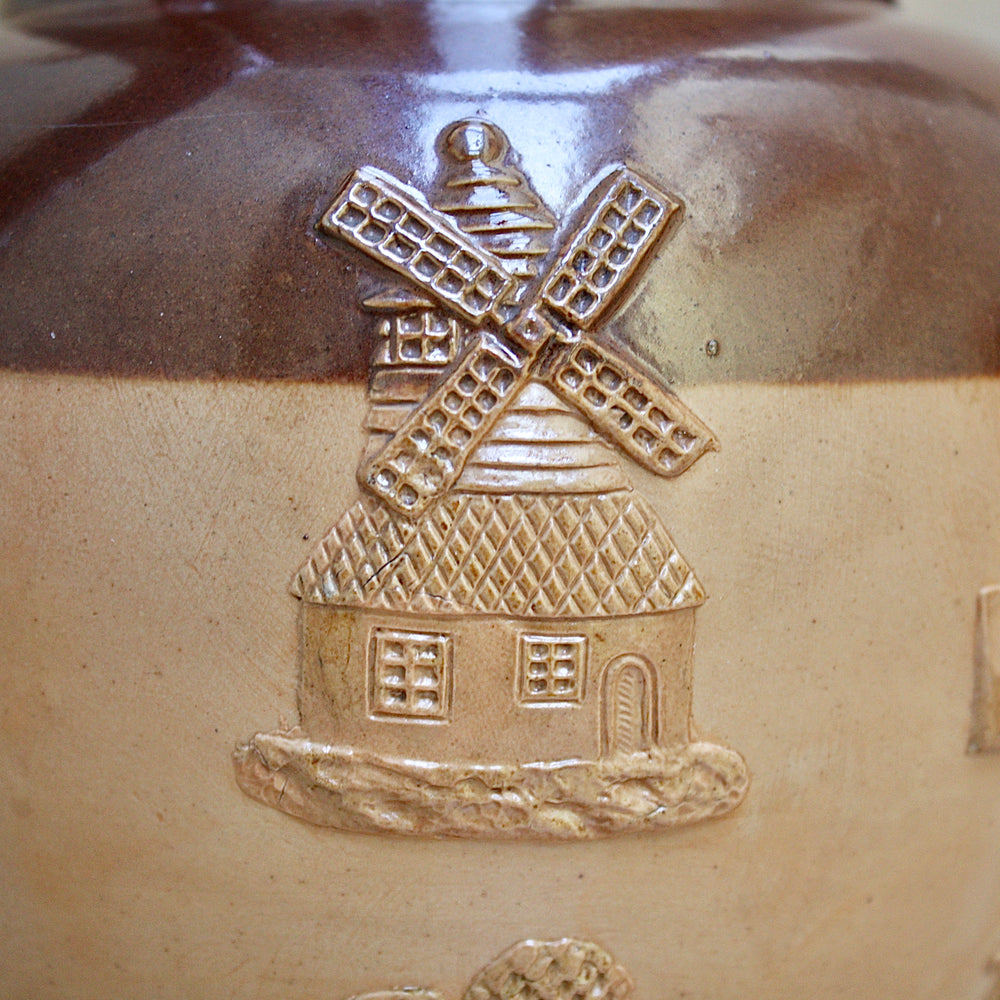 
                  
                    a splendid staple and rivet repaired doulton of lambeth "harvest" jug
                  
                