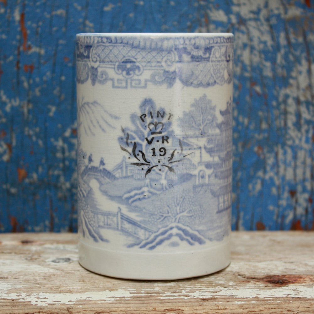 
                  
                    z ... sold ... victorian blue and white pint measure
                  
                