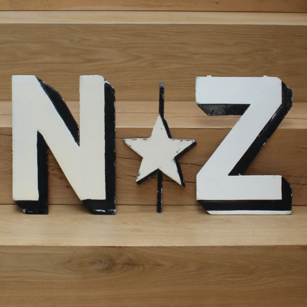 z ... sold ...hand cut  large n and z metal marquee letters