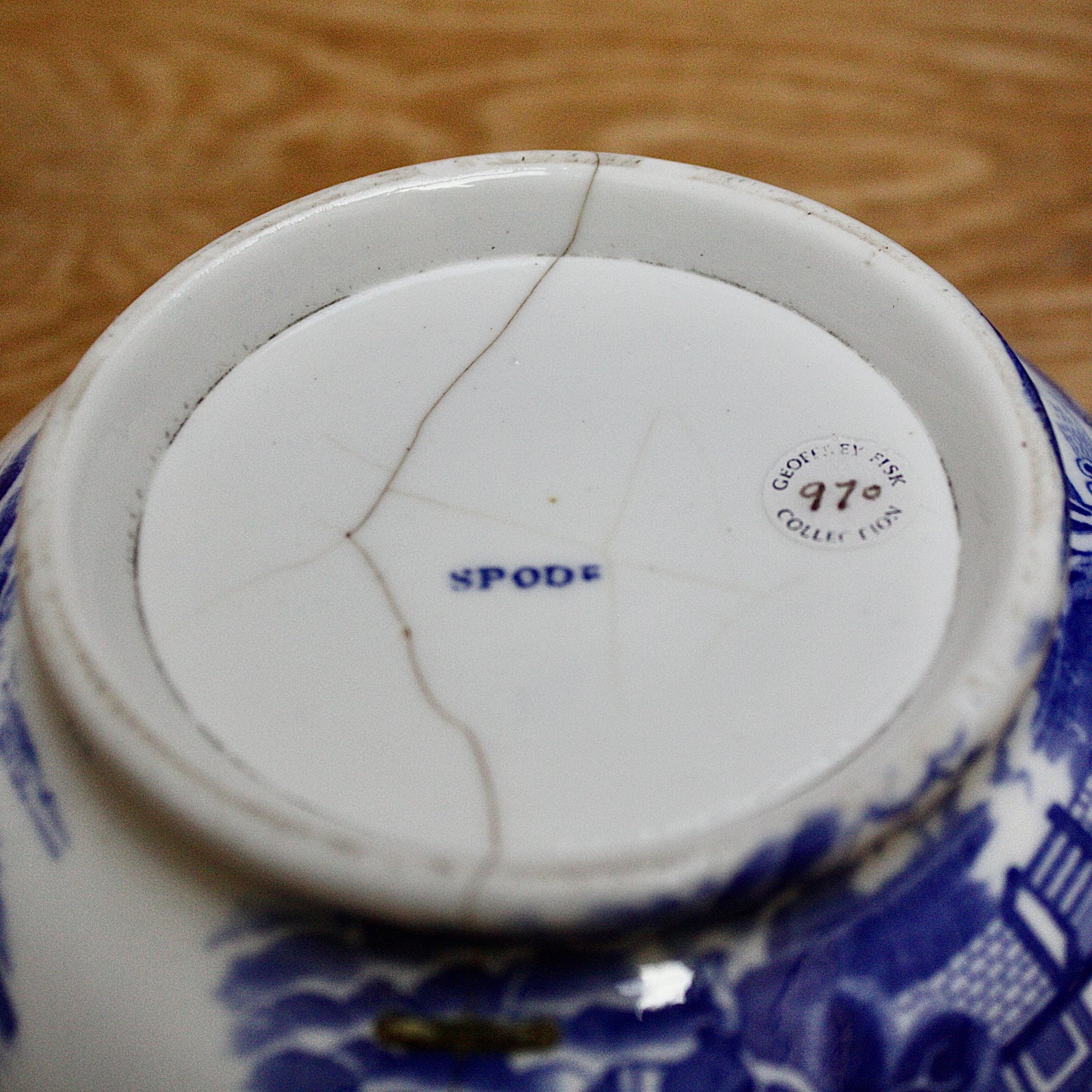 
                  
                    an early  staple repaired spode tea slop bowl.
                  
                