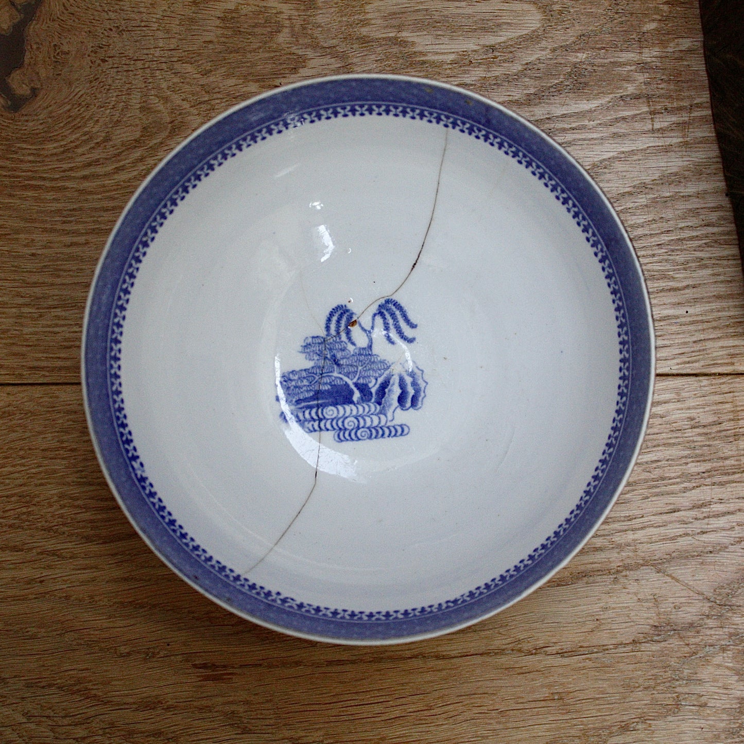 
                  
                    an early  staple repaired spode tea slop bowl.
                  
                