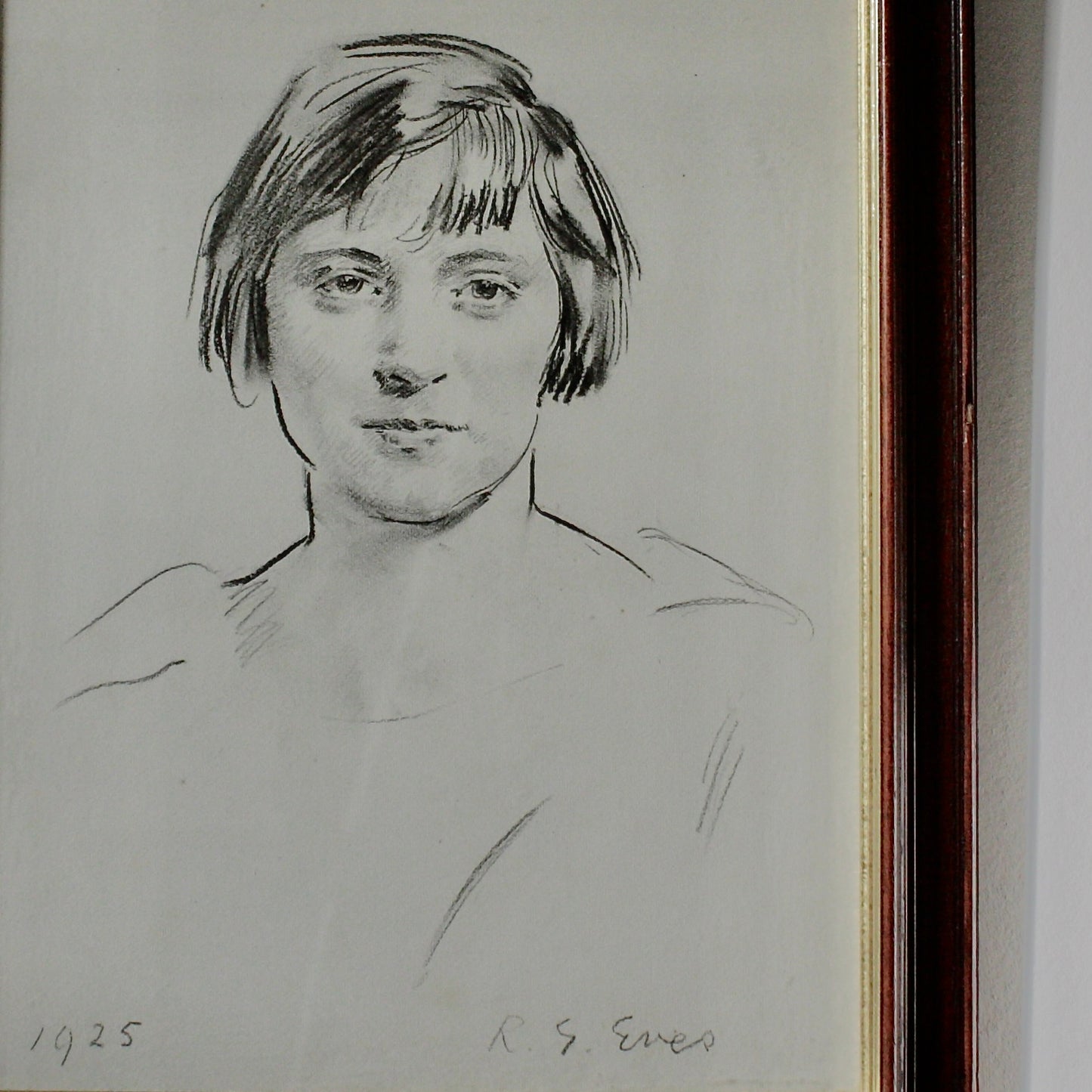 
                  
                    ... sold ...  a portrait in charcoal by r.g.eves.
                  
                