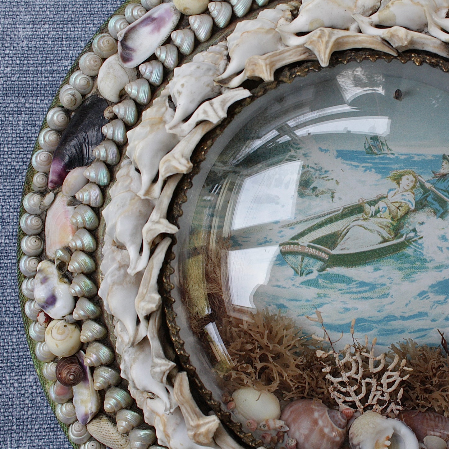 
                  
                    sailors valentine. victorian shell keepsake of grace darlings rescue,
                  
                
