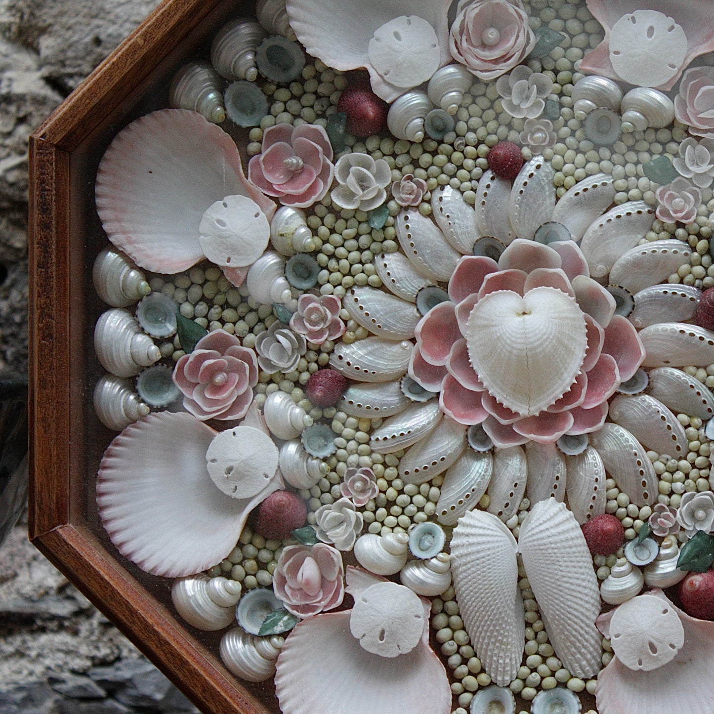 
                  
                    sailors valentine. 20th century shell mosaic.
                  
                