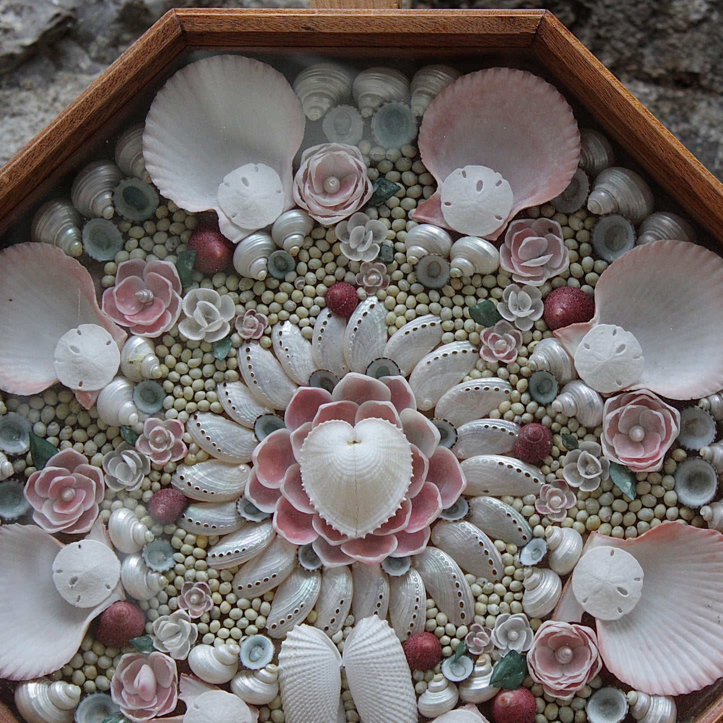 
                  
                    sailors valentine. 20th century shell mosaic.
                  
                
