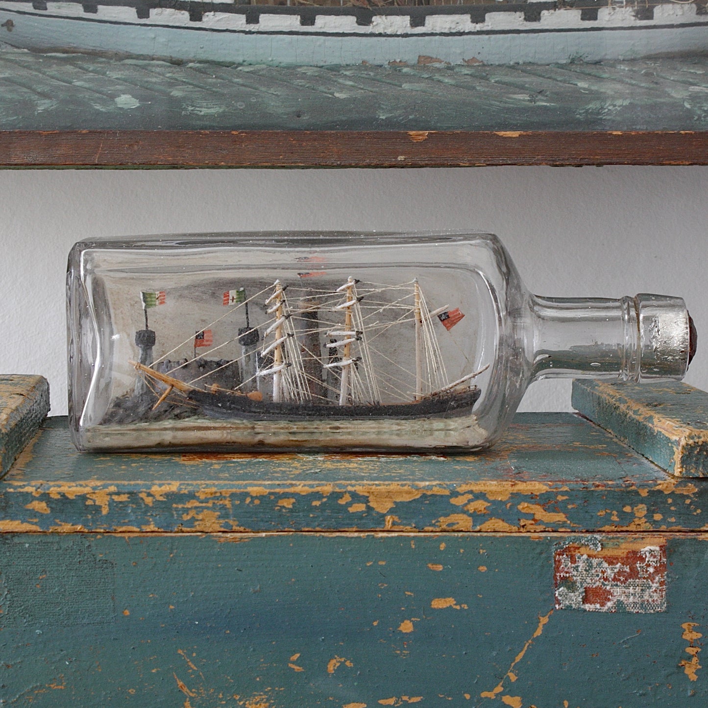 
                  
                    a ship in a bottle . an historical depiction.
                  
                