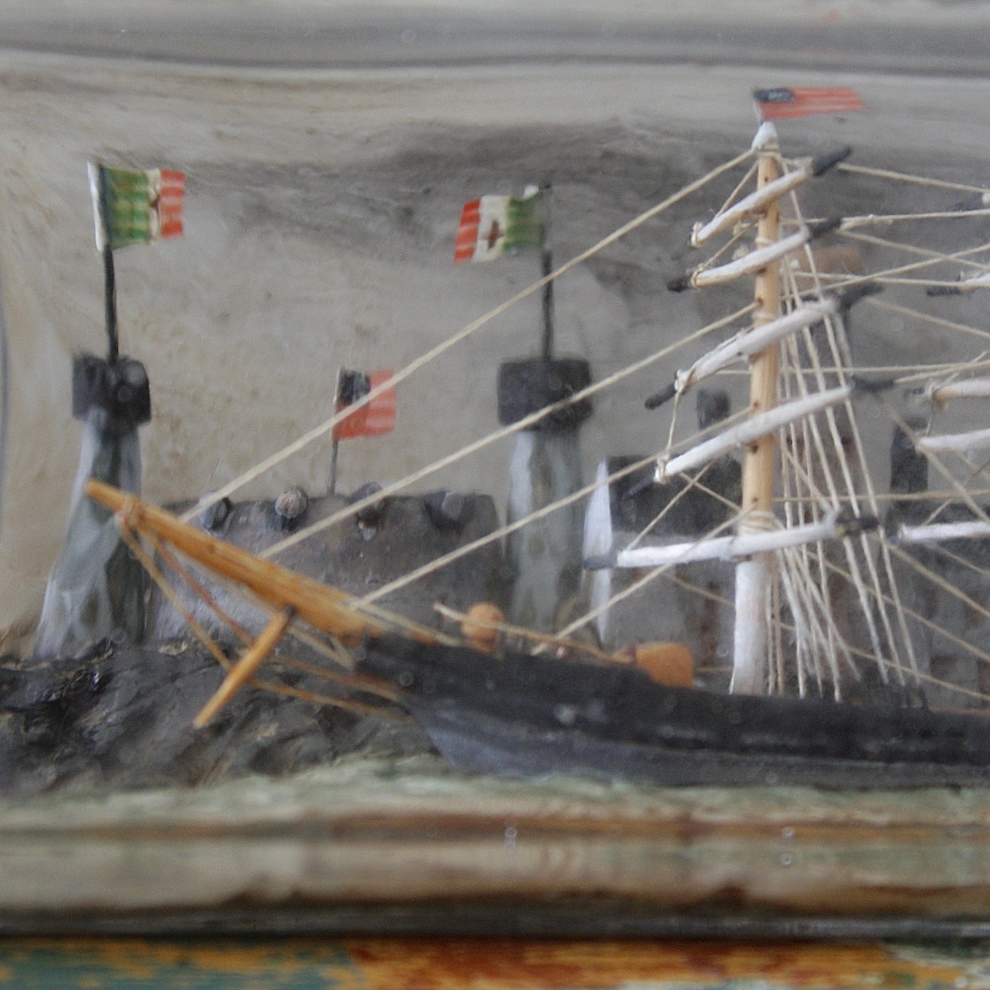 
                  
                    a ship in a bottle . an historical depiction.
                  
                