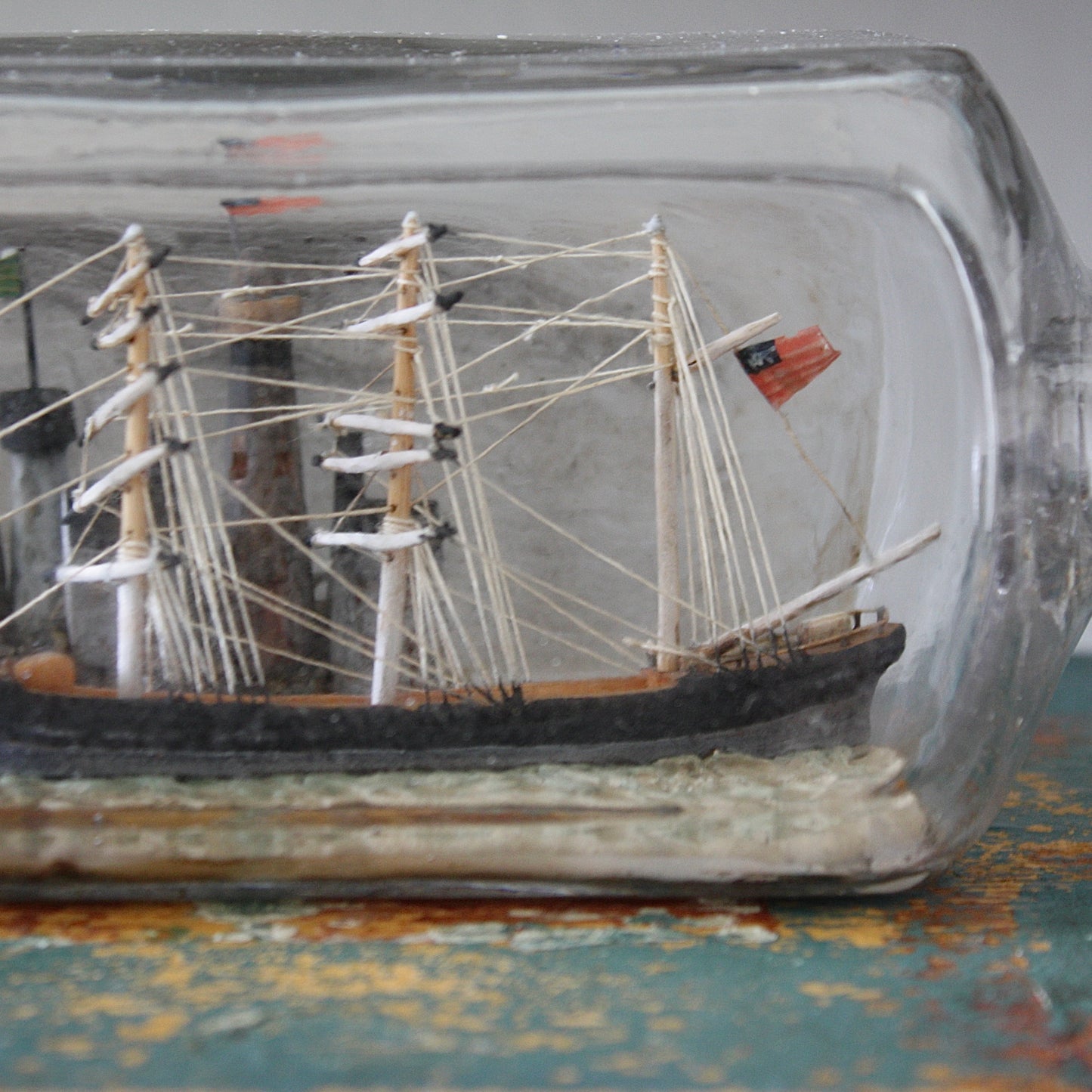 
                  
                    a ship in a bottle . an historical depiction.
                  
                