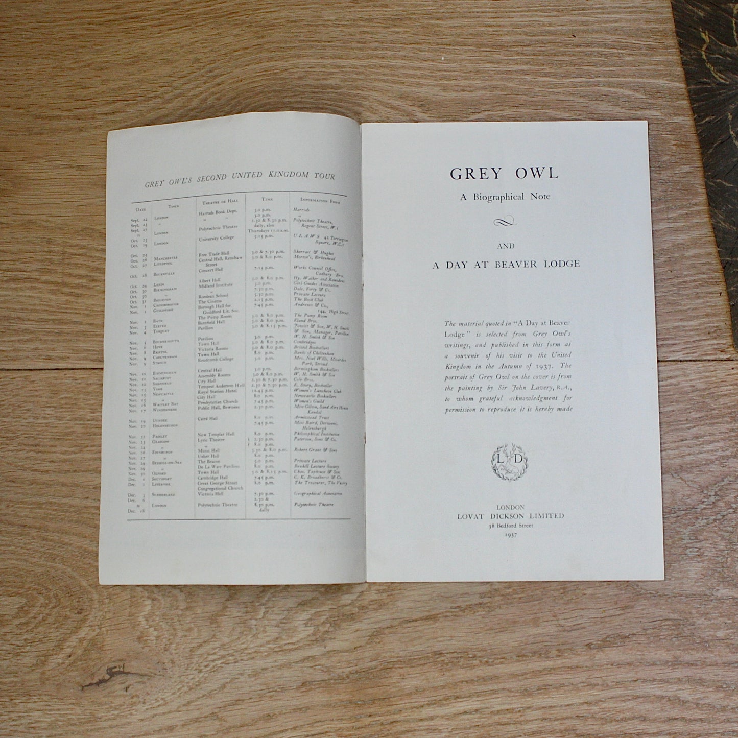 
                  
                    grey owl a souvenir booklet.
                  
                