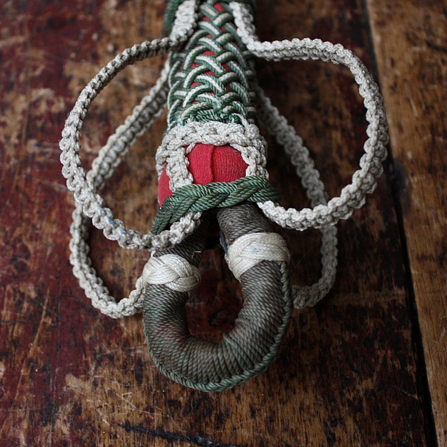 
                  
                    a ceremonial sailor made bell rope.
                  
                