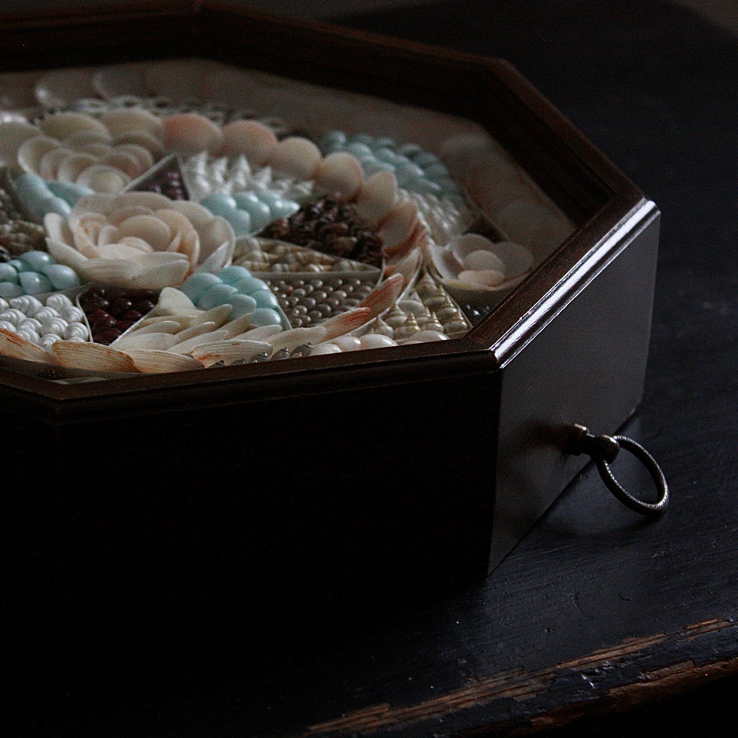 
                  
                    sailors valentine, a late 20th century shell mosaic.
                  
                